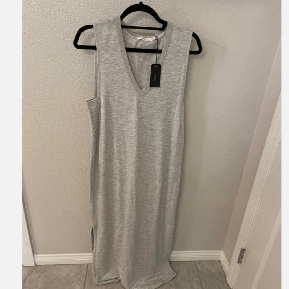 RAG & BONE Heather Grey Sleeveless Phoenix Vee Maxi Tank Dress Size M